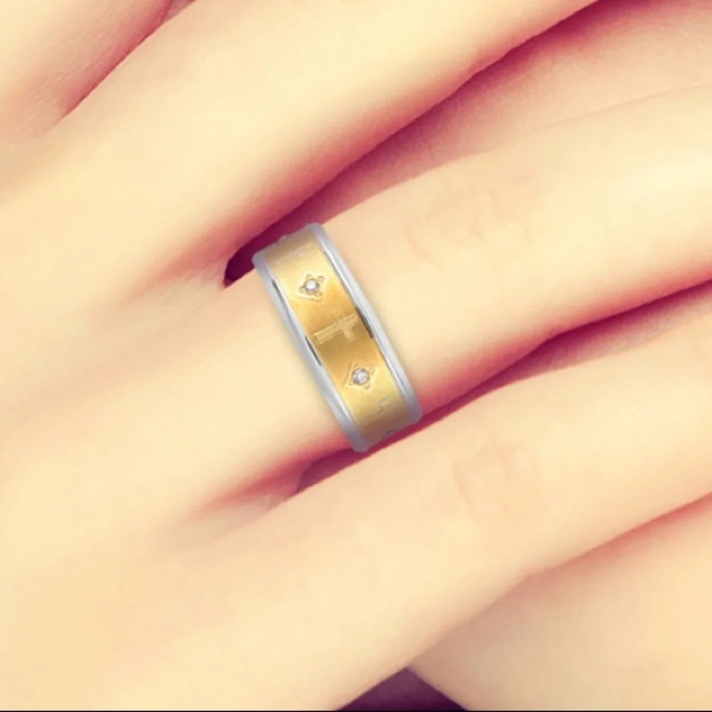 Simulated Diamond Cross Men’s Ring
